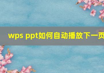 wps ppt如何自动播放下一页